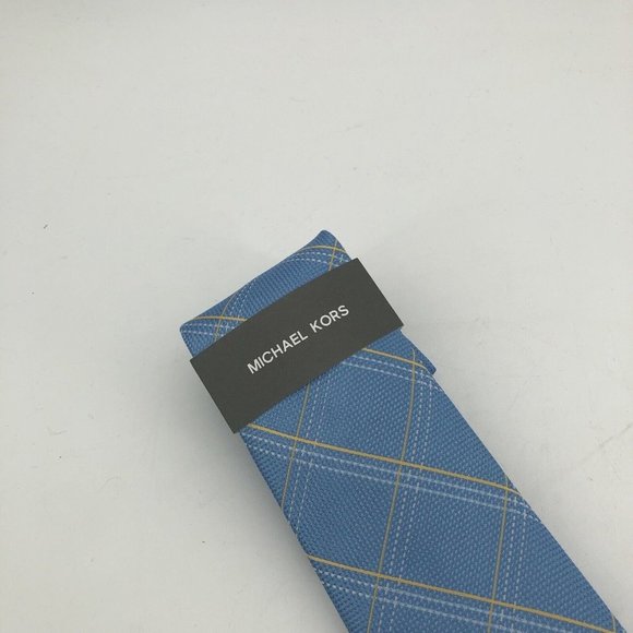 MICHAEL KORS Men's Silk Blend Tie Light Blue Plaid NWT MSRP: $69.50 - Picture 3 of 6